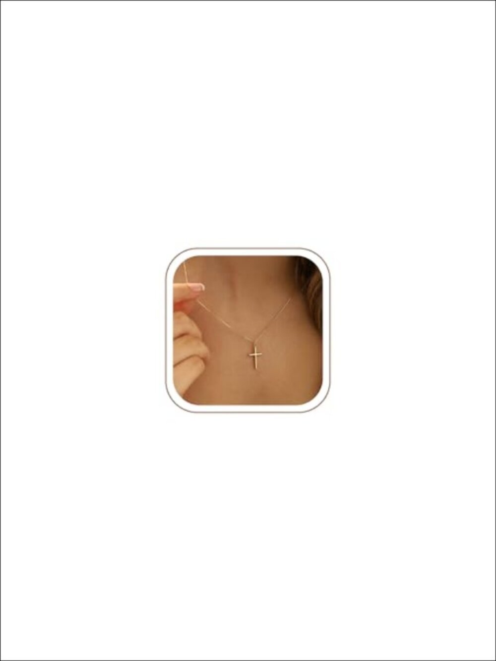 Dainty 14K Gold Plated Cross Pendant Necklace Adjustable Chain Women Jewelry